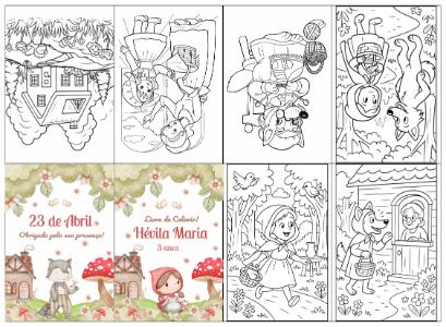 Lembrancinha Livro de Colorir Chapeuzinho Vermelho Editável