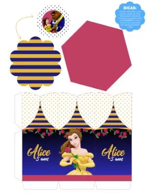 Centro de Mesa A Bela e a Fera para Festa Infantil Editável