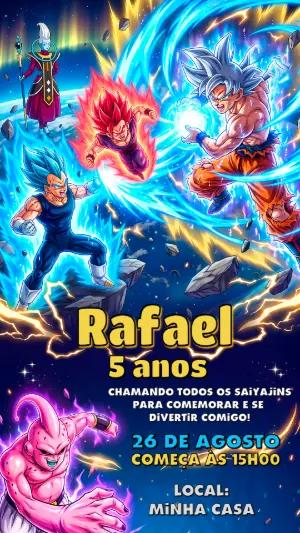 Convite de Aniversário Dragon Ball Super Editável
