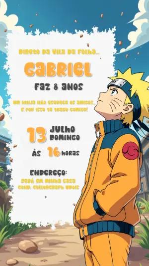 Convite de Aniversário Naruto Uzumaki para Editar Online