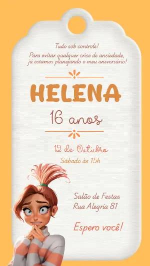 Convite de Aniversário Ansiedade Divertida Mente para Editar