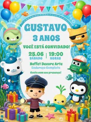 Convite de Aniversário Octonautas Editável