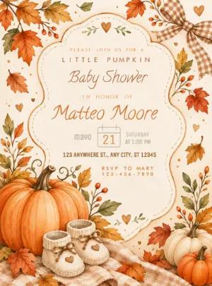 Little Pumpkin Baby Shower Invitation | Editable Template