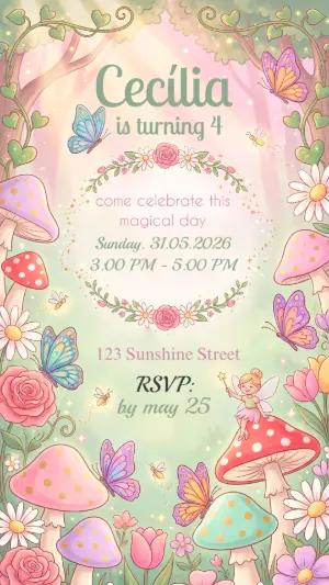 Enchanted Fairy Garden Birthday Invitation | Editable Template
