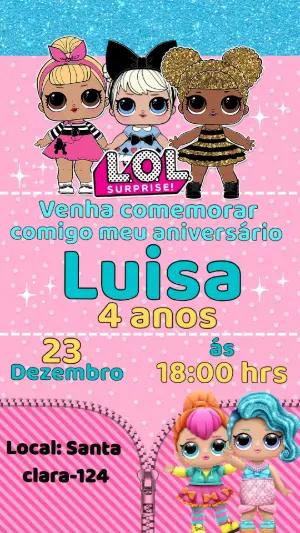 Convite de Aniversário L.O.L. Surprise Rosa para Editar Online