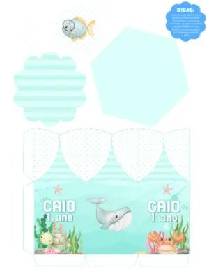 Centro de Mesa Fundo do Mar Editável para Aniversário Infantil