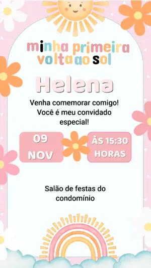 Convite Digital Primeira Volta ao Sol Tons Pastéis para Editar