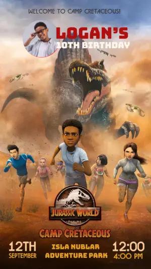 Editable Camp Cretaceous Dinosaur Birthday Invitation Template