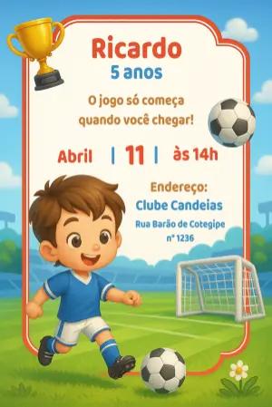 Convite Aniversário Futebol Menino para Editar Online