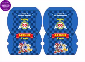 Caixa Travesseiro Festa Sonic para Editar Online