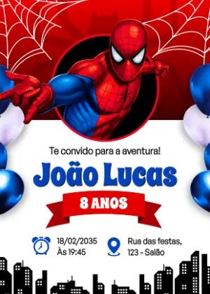 Convite de Aniversário Homem-Aranha Moderno para Editar
