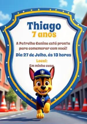 Convite de Aniversário Patrulha Canina Editável Online