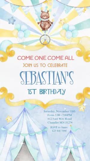 Animated Circus Birthday Video Invitation | Editable Template