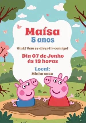 Convite de Aniversário Peppa Pig para Editar Online