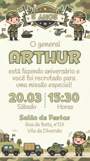 Convite de Aniversário Soldadinho Infantil para Editar