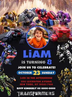 Action-Packed Transformers Birthday Invitation to Edit Online