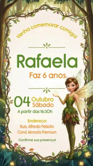 Convite Aniversário Infantil Fada na Floresta Modelo Editável