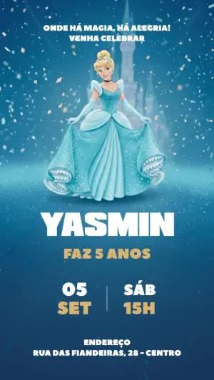 Convite de Aniversário Cinderela para Editar Online