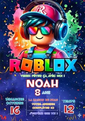 Invitation Anniversaire Roblox Personnage à Modifier en Ligne