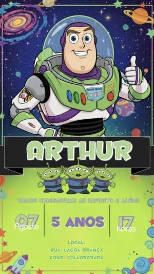 Convite Digital Festa Espacial Buzz Lightyear para Editar