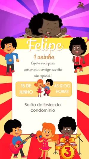 Convite Animado 3 Palavrinhas Aniversário para Editar Online