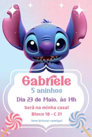 Convite Animado Aniversário Stitch para Editar Online