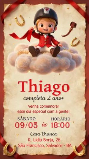 Convite de Aniversário Hipismo Fofo para Editar