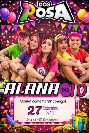 Convite de Aniversário Dos Rosa Colorido para Editar