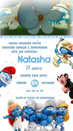 Vídeo Convite de Aniversário Smurfs Azul para Editar