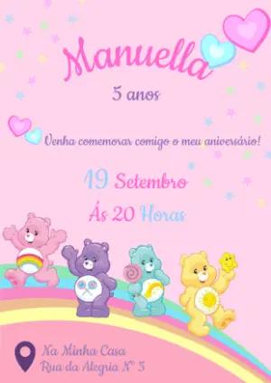 Convite Aniversário Ursinhos Carinhosos para Editar Online