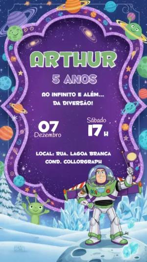 Convite de Aniversário Buzz Lightyear Espacial Modelo Editável