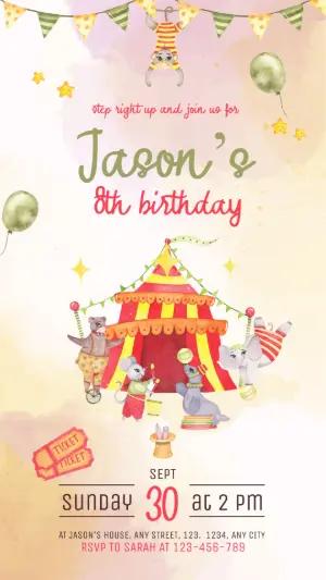 Circus Animals Birthday Invitation Editable Template
