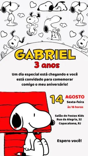 Convite de Aniversário Infantil Snoopy para Editar Online