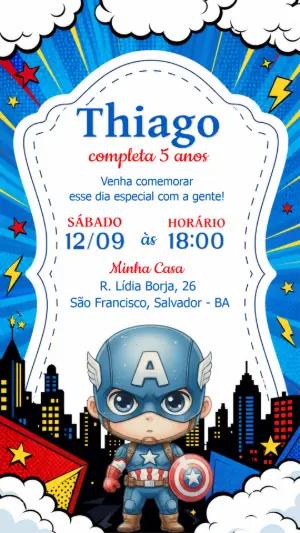 Convite de Aniversário Capitão América Baby para Editar