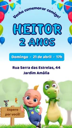Convite de Aniversário Infantil Bebê e Dinossauro para Editar