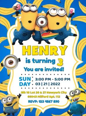 Editable Minions Birthday Invitation for Your Party