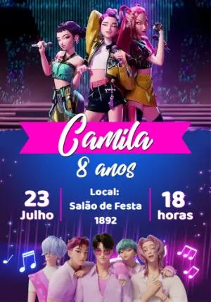 Convite de Aniversário K-pop com Personagens para Editar Online