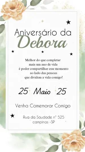 Convite de Aniversário Floral Delicado para Editar Online