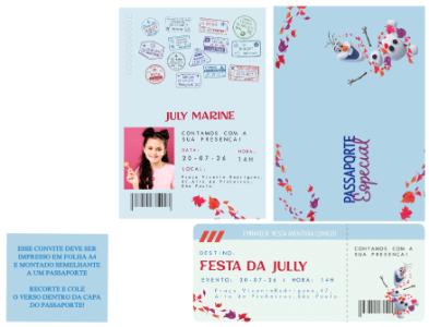Convite de Aniversário Frozen Olaf Formato Passaporte Editável