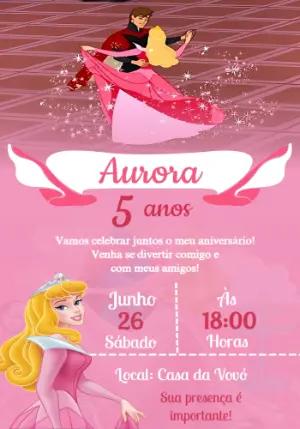 Convite Aniversário Bela Adormecida para Editar Online