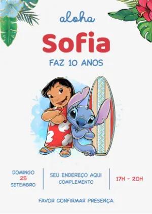 Convite Aniversário Lilo e Stitch para Editar Online