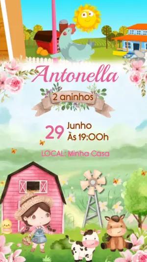 Convite Animado Fazendinha Rosa para Aniversário de Menina