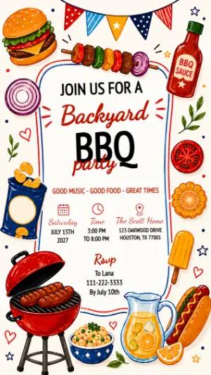 Backyard BBQ Party Invitation | Editable Digital Template
