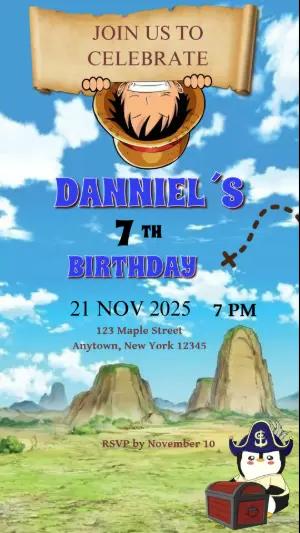 Animated One Piece Pirate Birthday Video Invitation to Edit