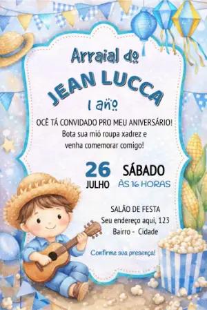 Convite Digital Aniversário Arraial Menino para Editar