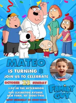 Editable Family Guy Themed Birthday Invitation Template