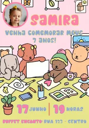 Convite Aniversário Infantil Estilo Bobbie Goods com Foto Editável