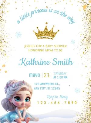 Winter Princess Baby Shower Invitation Editable Template