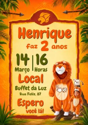 Convite Aniversário Leão: Faça seu filho virar um leãozinho com IA!
