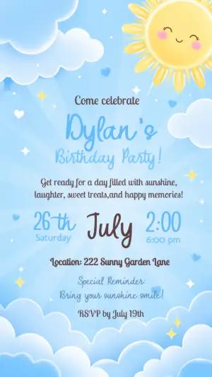 Sunshine Birthday Party Editable Invitation Template
